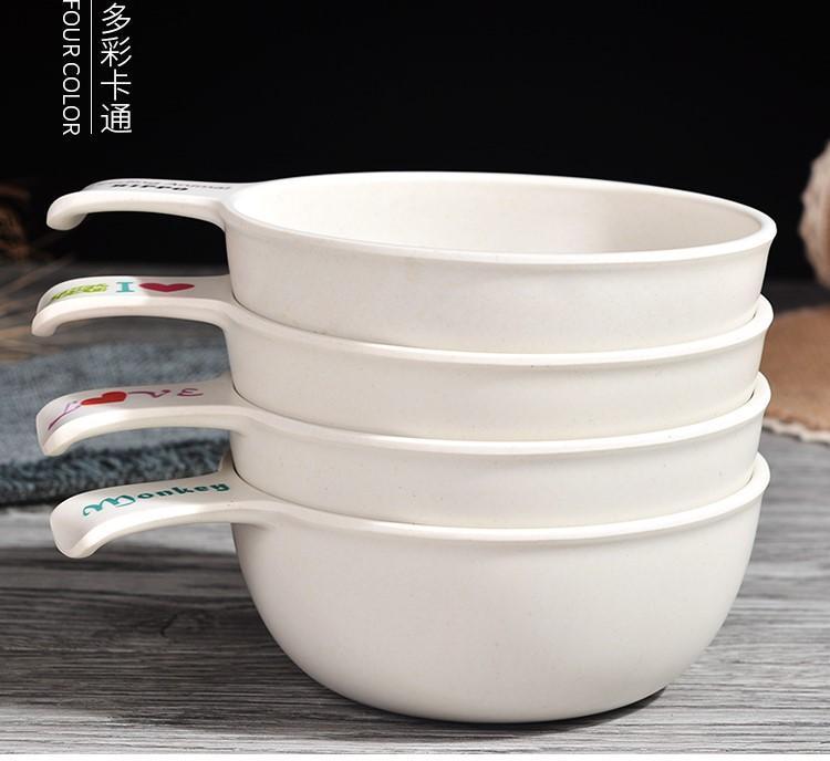 Non-toxic bamboo fiber cartoon children's tableware bowl with handle baby eat bowl fall and hot baby food bowl thumbnail