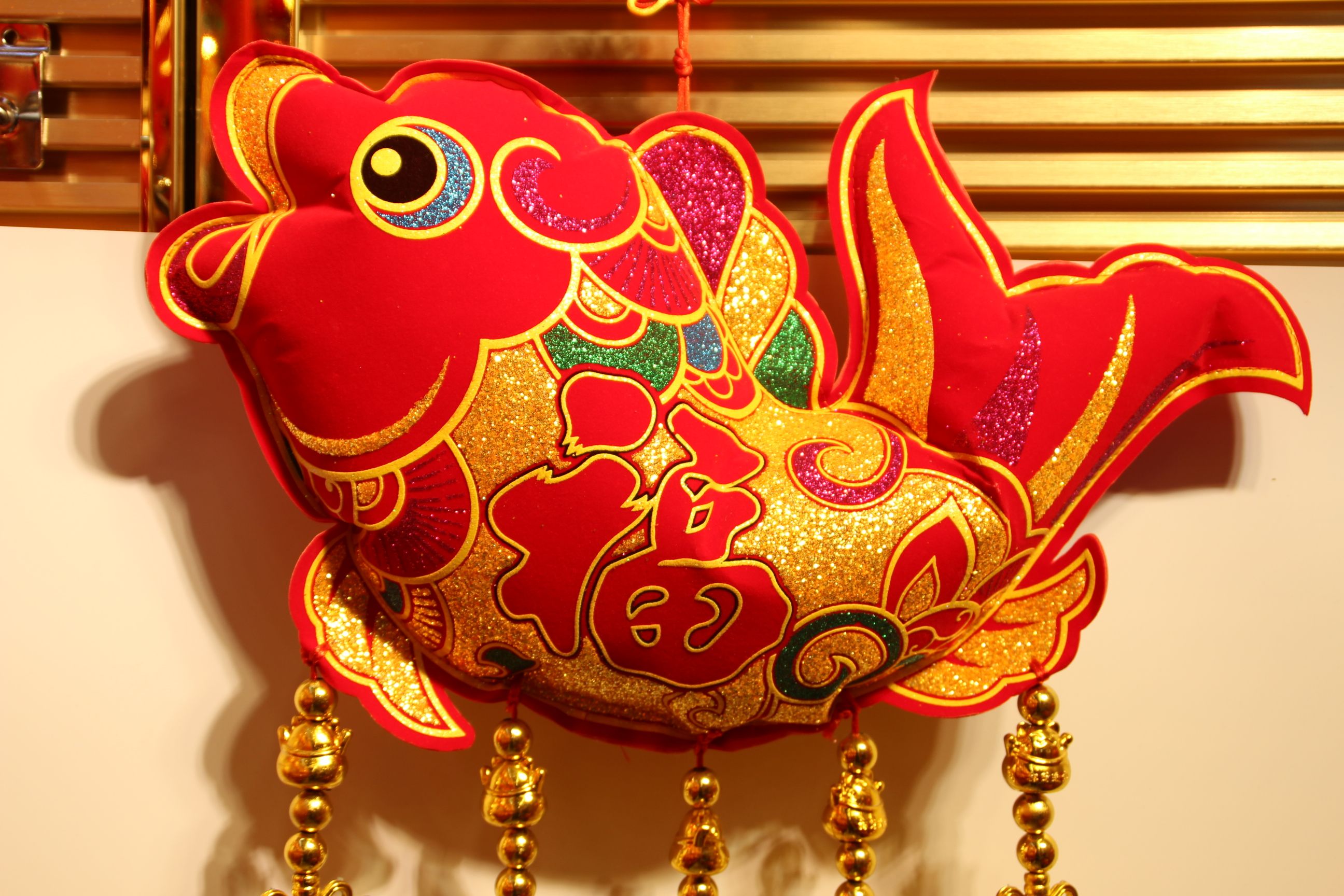 顶然工艺弯鱼六六顺挂金流苏挂灯笼款 年货 挂饰 年年有余装饰产品图