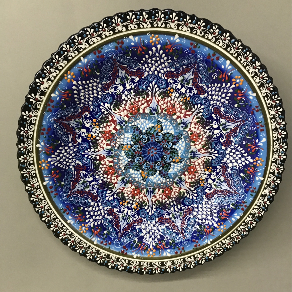 土耳其彩色手绘大盘子。详情图1