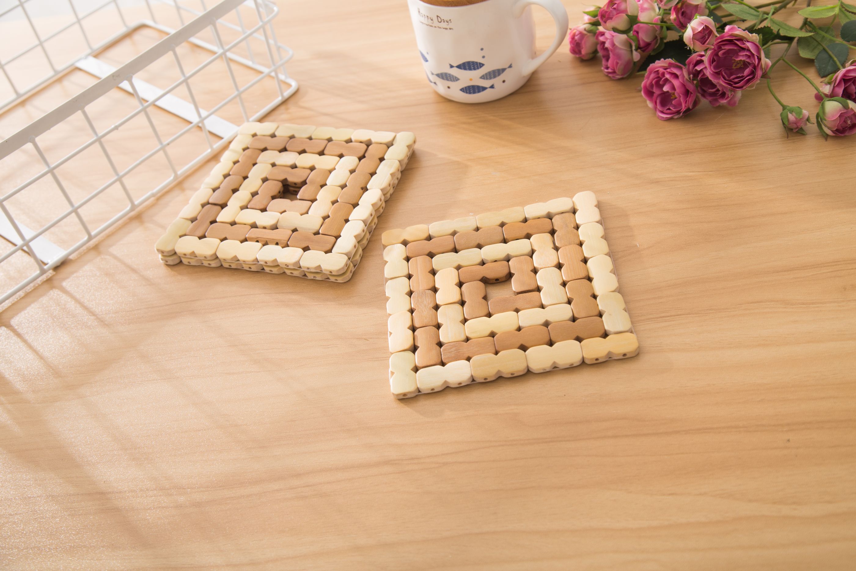 厂家直销方形可定制竹子餐垫批发竹粒垫颗粒垫锅垫咖啡垫杯垫详情图6