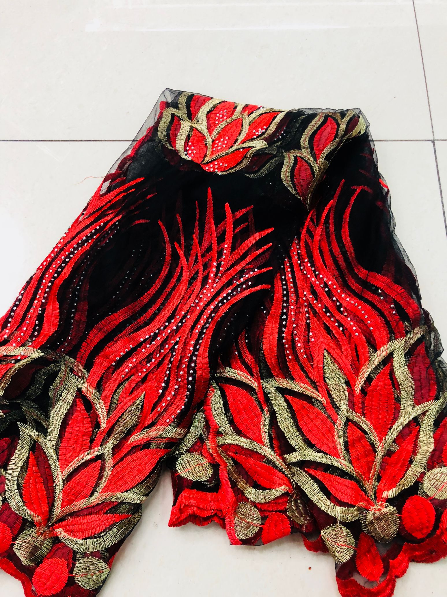 African Women's Shawl Shawl With Embroidered Gauze For Domestic Sale Specification drawing