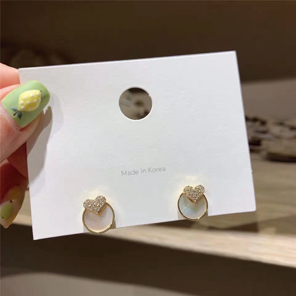 Simple cute little love earrings a pair of wearing a sweet and delicate joker full peach heart earrings female earrings thumbnail
