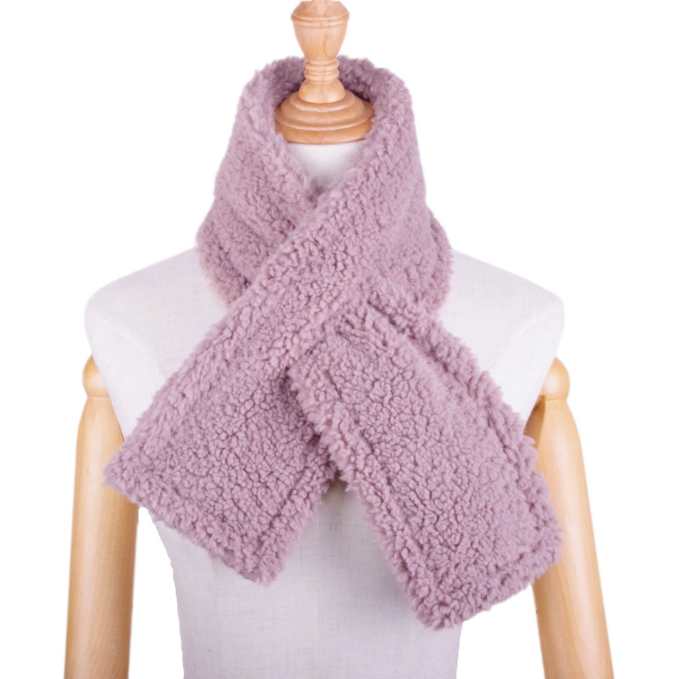 Solid-color open-top scarf, wheat ear flower scarf, solid-color simple winter plush faux fur warm scarf