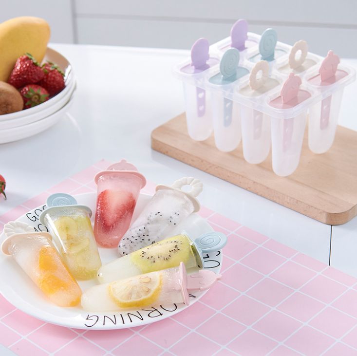 A set of 8 cute DIY ice mold cartoon Popsicle and ice cream molds, ice cream Popsicle molds, ice cream trays and ice boxes details Picture