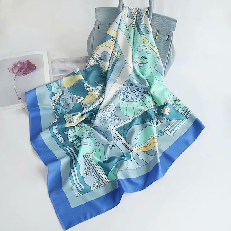 Square Scarf 90Cm Printed Fashion Women's Silk Scarf Temperament Silk Shawl details Picture