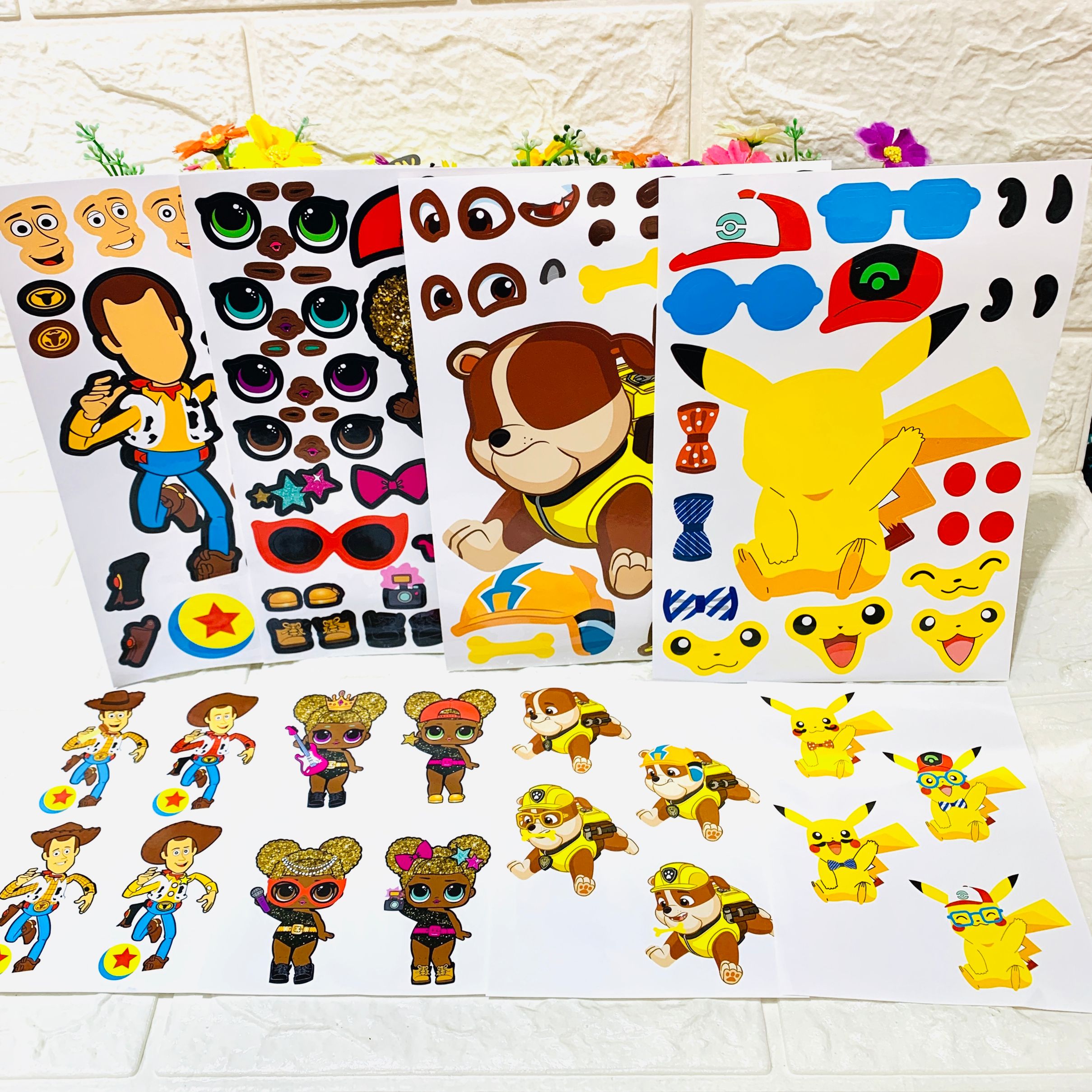 亚马逊玩具总动员贴纸4张益智儿童DIY手工制作组合贴生日派对赠送详情图4