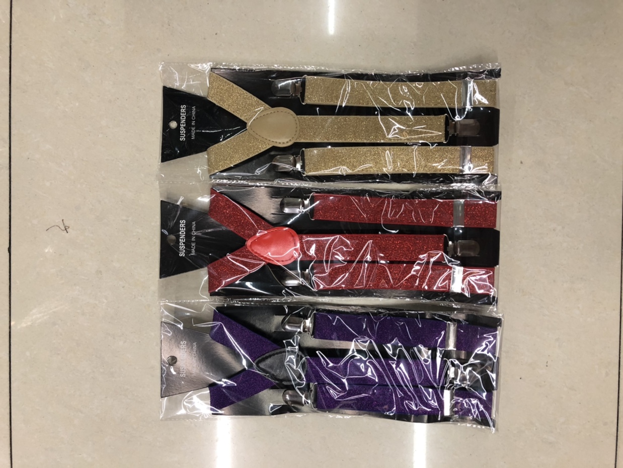 2.5Cm Blackboard Bright Silk Beidaiw Pant Suspenders With Clip Adjustable Length