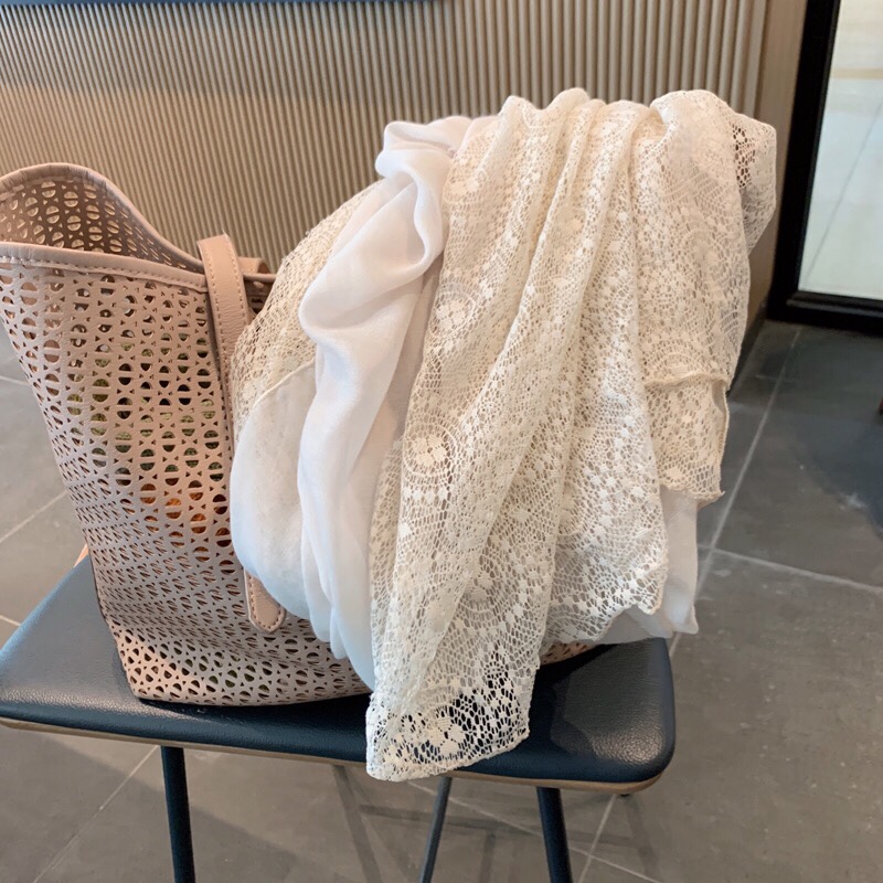 Shawl Silk Scarf Female Spring And Autumn Lace Hook Flower Fashion Korea All Decorative Scarf Scarf Female Summer Sun Protection Shawl