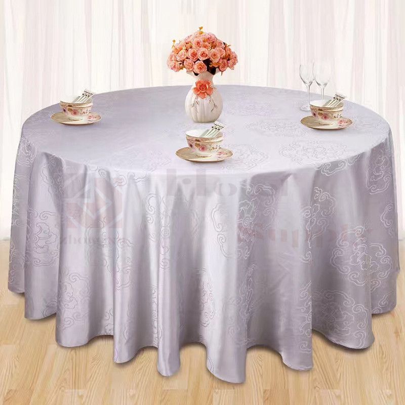 酒店饭店餐厅圆桌方桌提花桌布 可订制尺寸花型详情图6