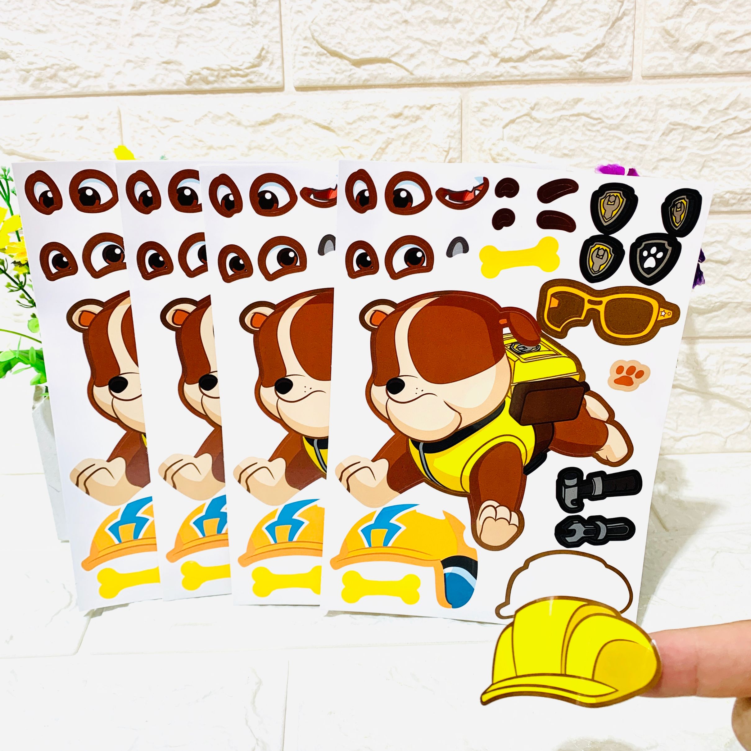 亚马逊爆款汪汪队贴4张益智儿童DIY手工制作组合贴生日派对赠送品详情图2