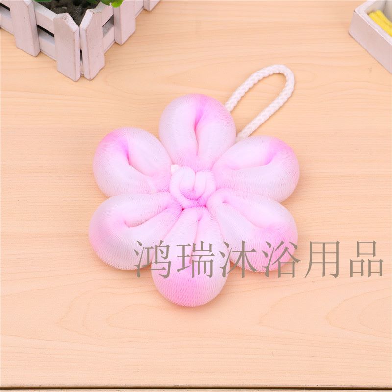 家用浴花挂带沐浴洗澡球可爱柔软洗浴用品搓背搓澡不散浴花洗澡球细节图