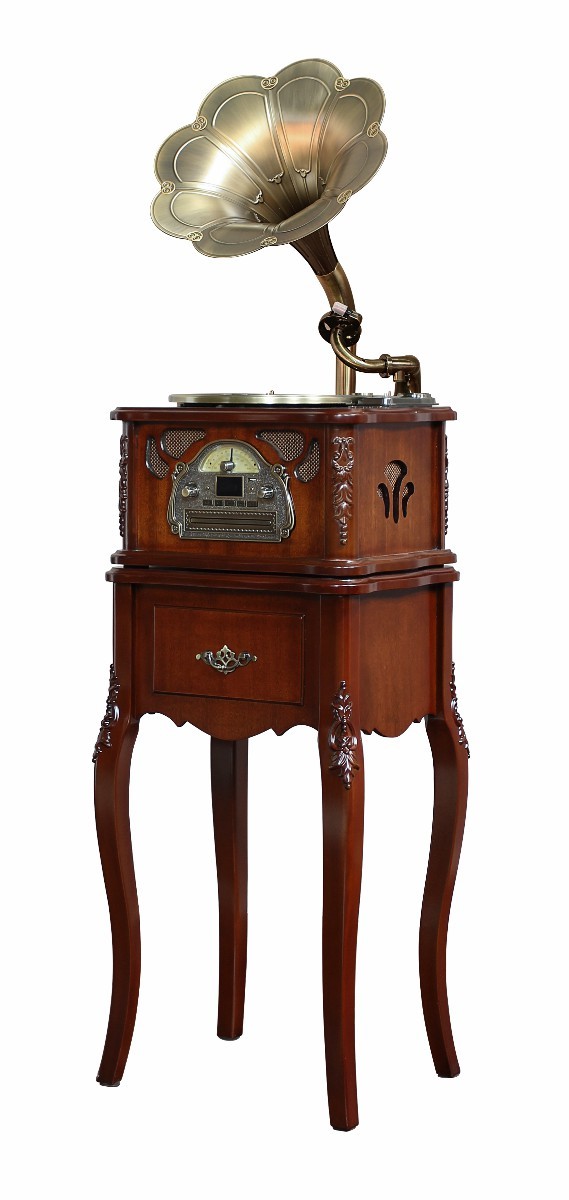 X15 American gramophone, retro gramophone, light luxury style, high-end gift, radio, Bluetooth speaker, CD, vinyl record, elegant copper speaker, solid wood, excellent gift choice