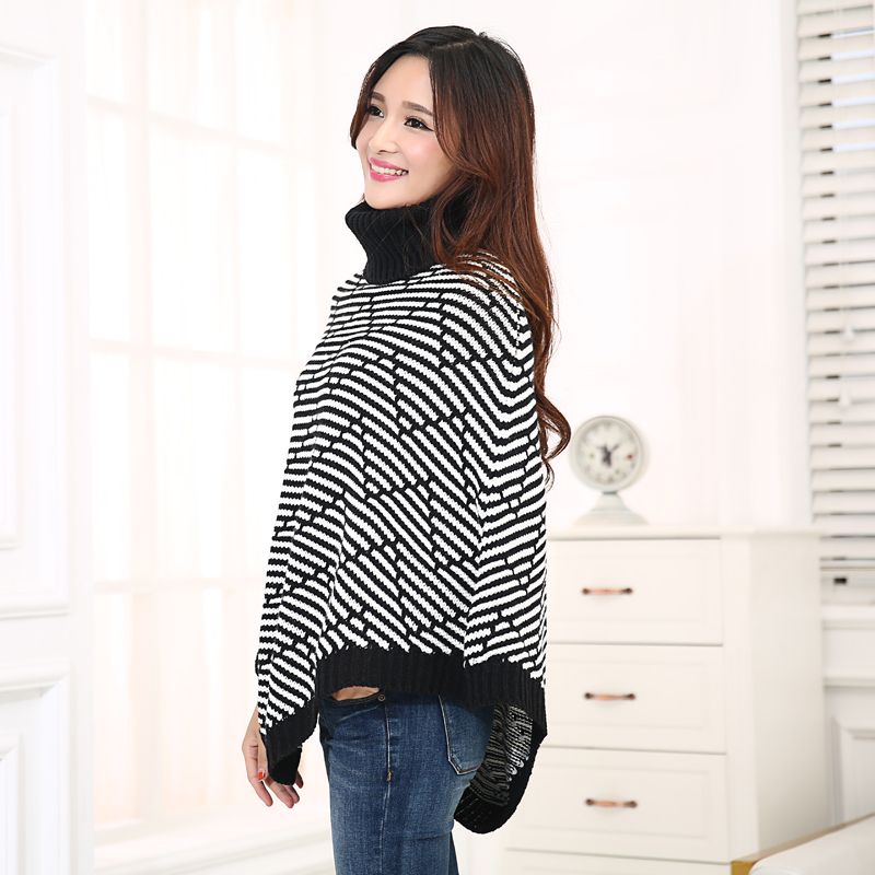 2020 Mena Silk Korean Version Of The New Autumn And Winter Women's Knitted Shawl Turtleneck Warm Cloak Manufacturers Direct Sales Specification drawing