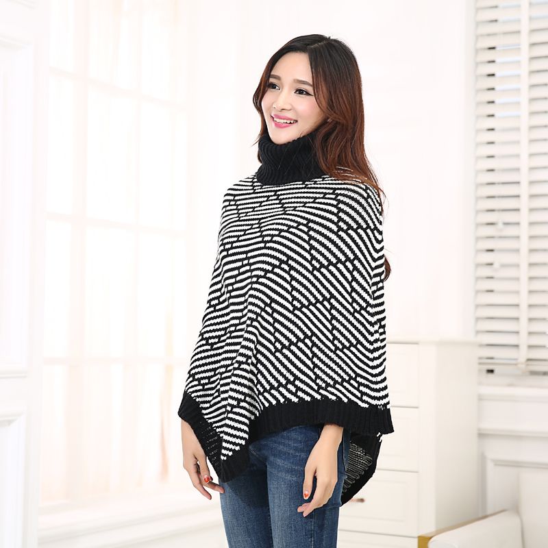 2020 Mena Silk Korean Version Of The New Autumn And Winter Women's Knitted Shawl Turtleneck Warm Cloak Manufacturers Direct Sales