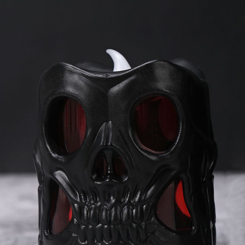 Factory direct sales of ghost head candles for Halloween decoration, double-sided skull head lamps, LED seven-color gradient candle lamps Specification image