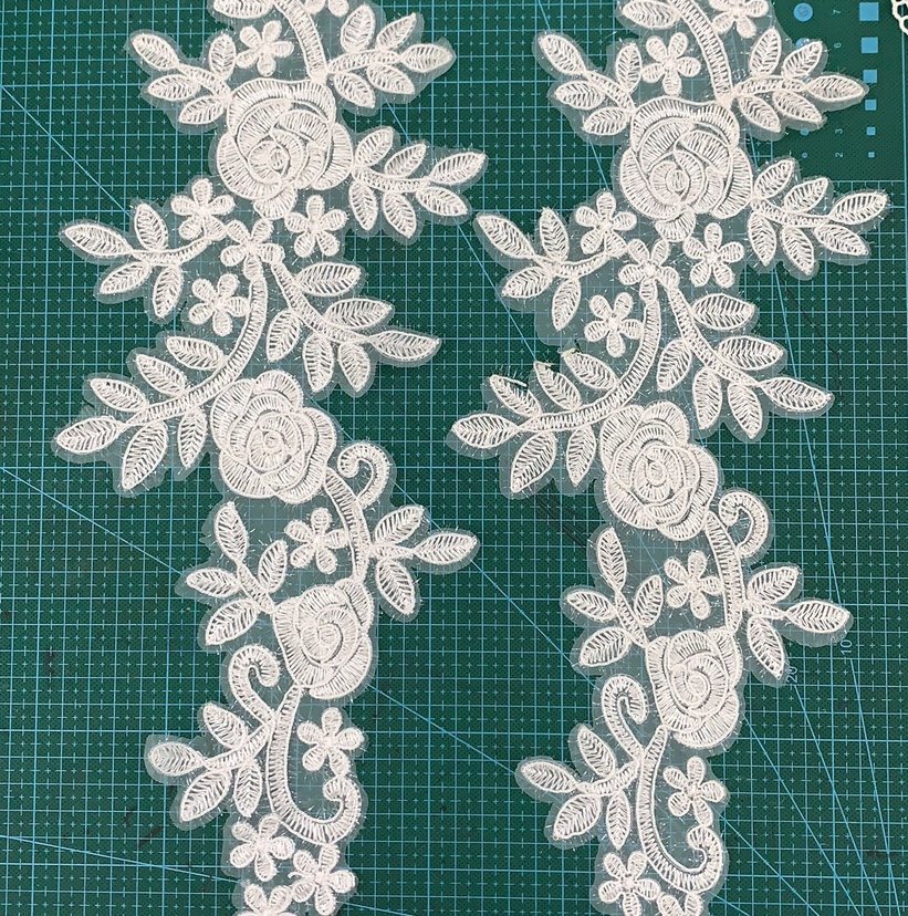 Bone embroidery pairs of flowers