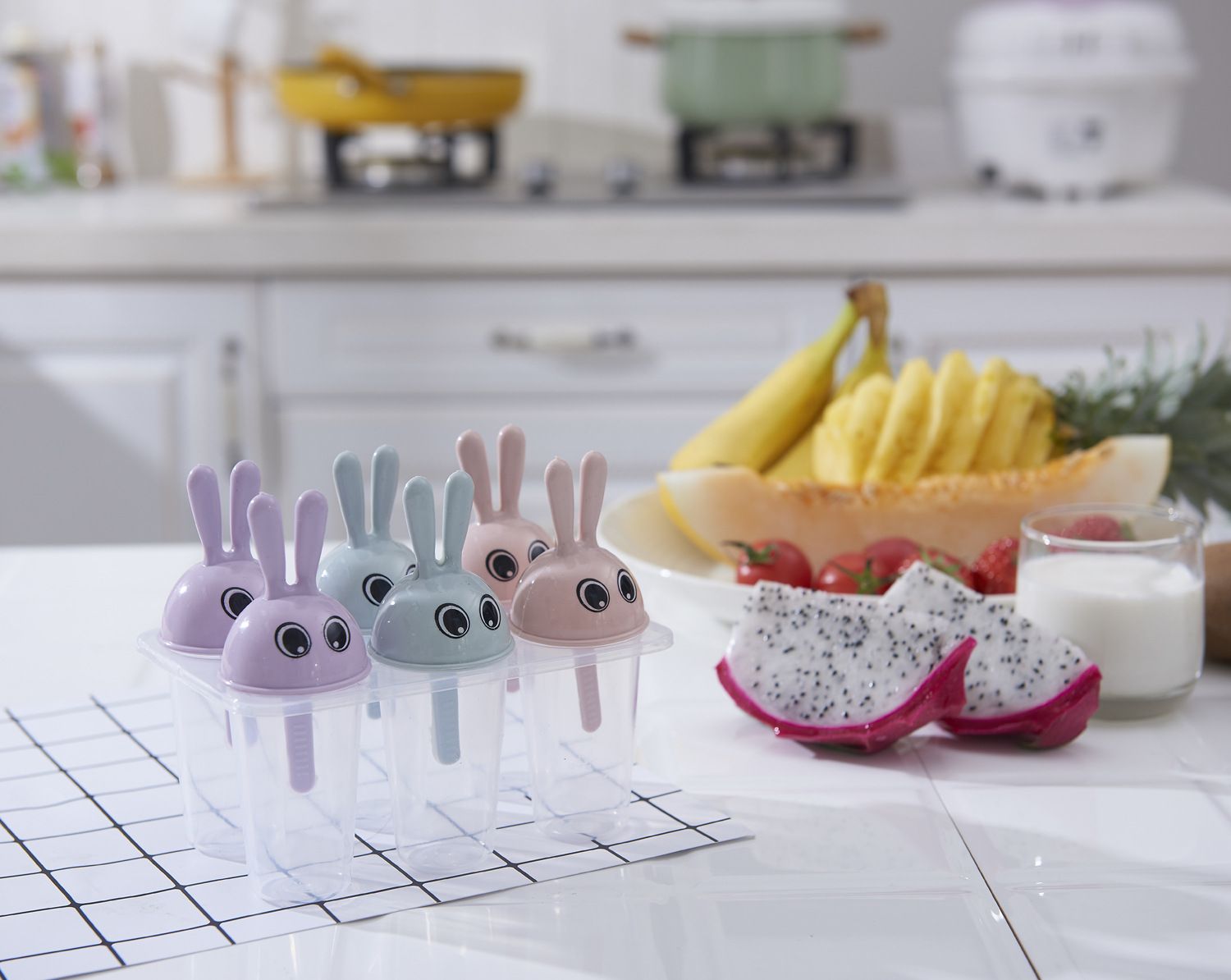 六支组 可爱兔子DIY组合冰棍模冰棍雪糕模具冰激凌模具