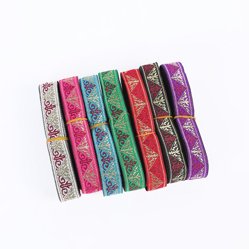 国潮2公分厂家直销少数民族花边辅料涤纶刺绣提花窗帘织带