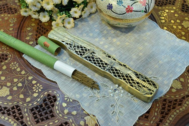 Copper alloy violin-shaped incense box details Picture