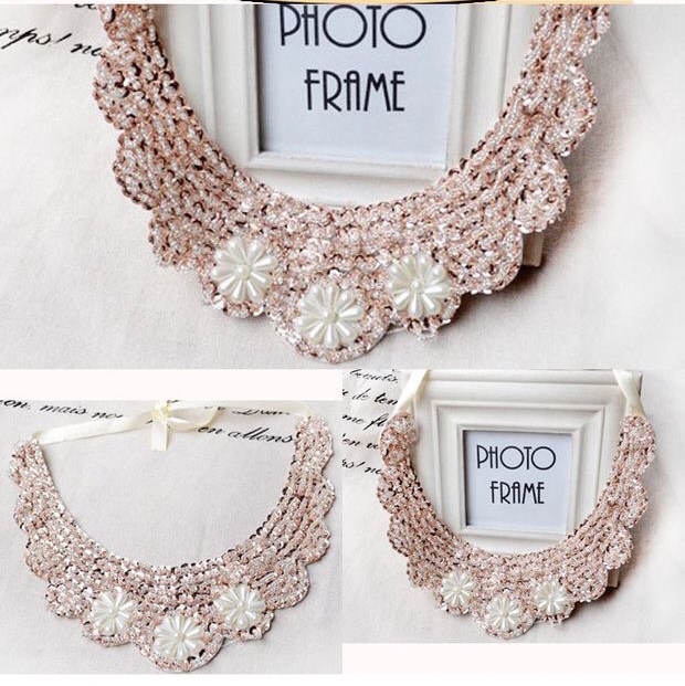 Fashion everything DIY handmade fake collar, glitter fake collar thumbnail