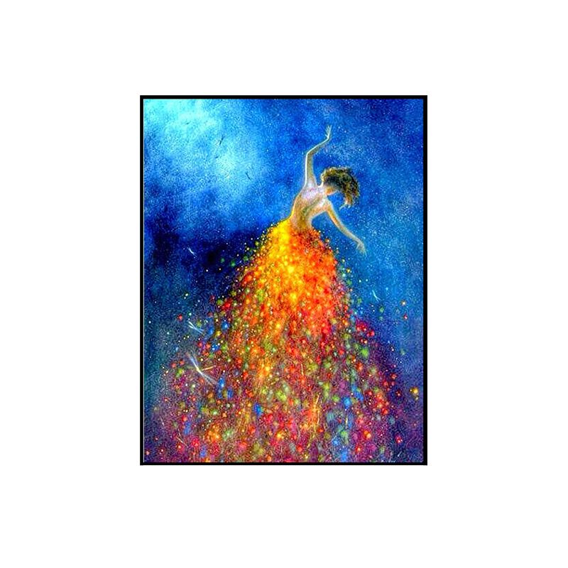 外贸新款5D钻石画跳舞女孩卧室DIY圆钻满钻风景十字绣装饰画详情图1