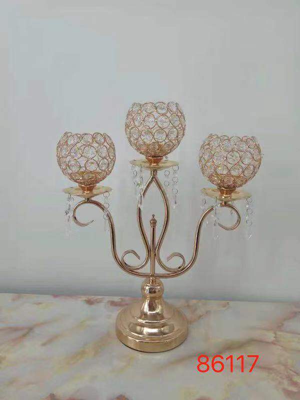 水晶铁艺烛台三头热销烛台婚庆家居装饰摆件一少10