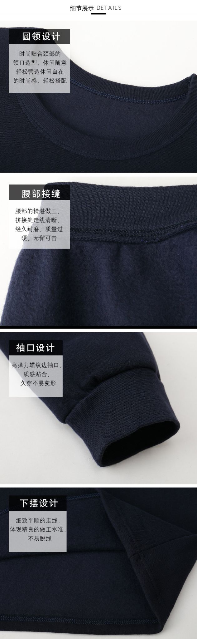 Traje de lencería térmica para hombres más peluche y engrosado color sólido comercio exterior de lana terno térmico tipo de stand fábrica directa detail image 7
