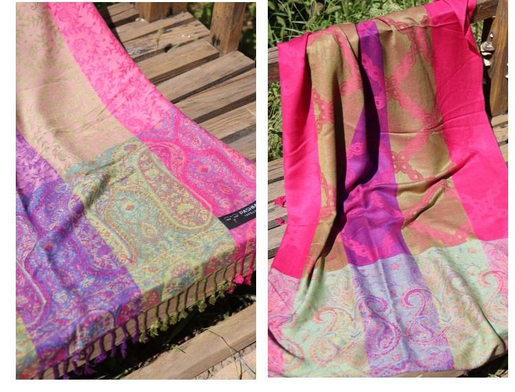 女士时尚潮百搭保暖花纹獭兔毛领七分毛袖羊绒披肩