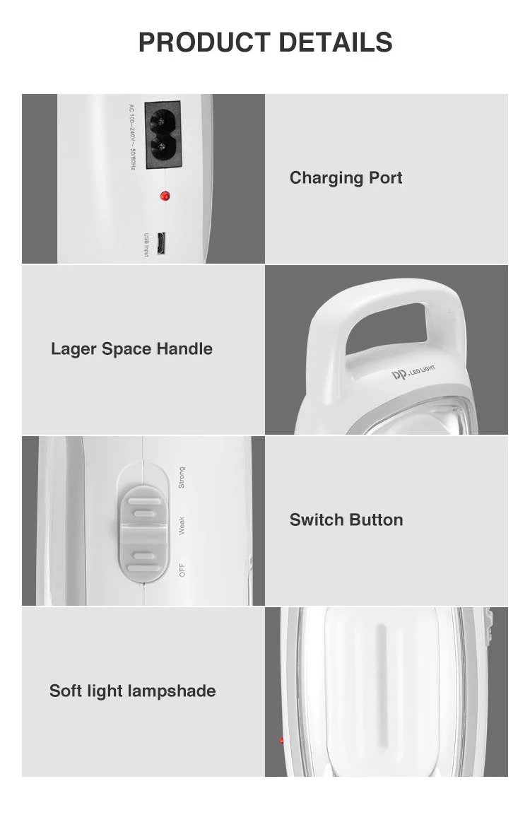 DP-7158 rechargeable SMD LED emergency light with stand详情图4