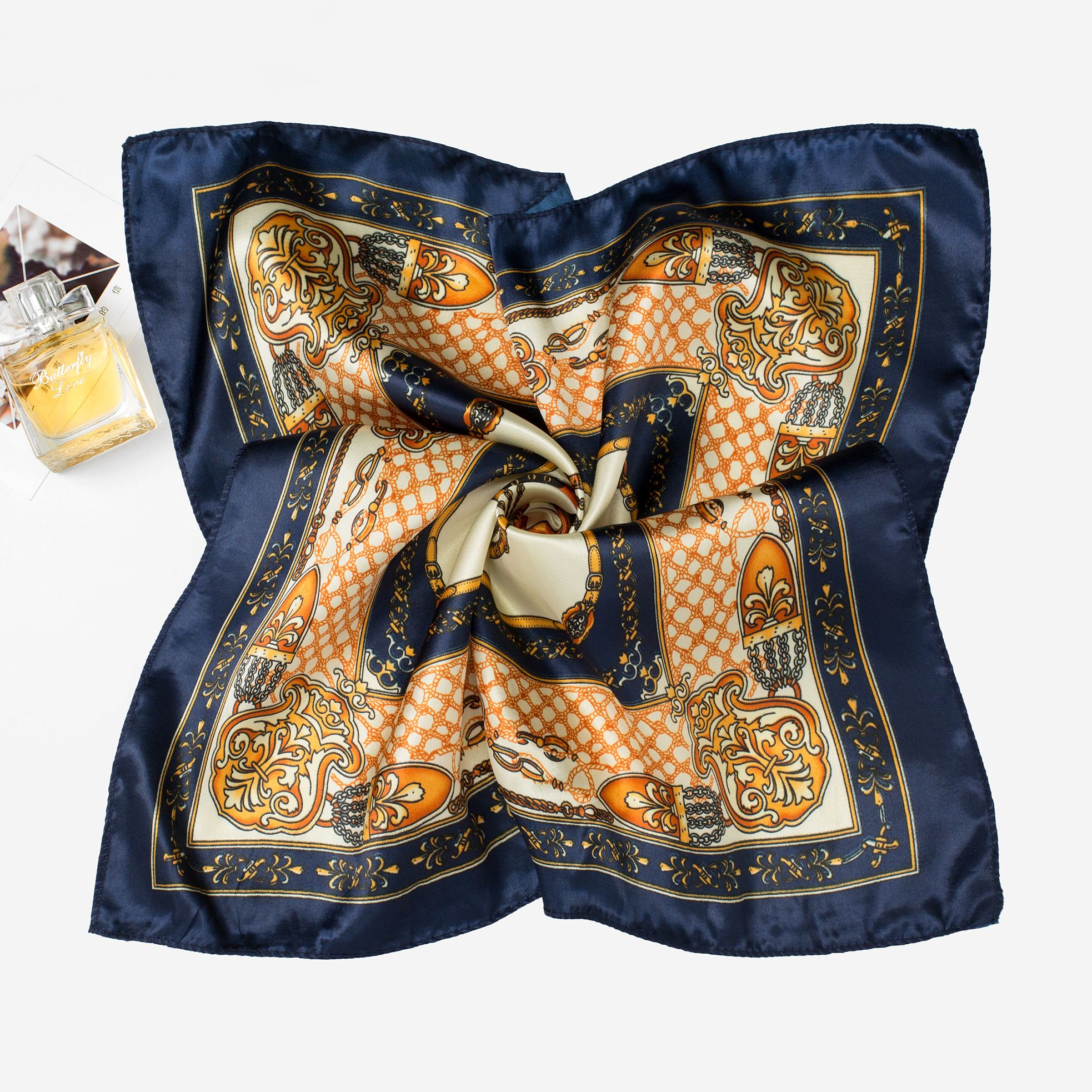 方巾/50色丁布仿真丝方巾白底实物图