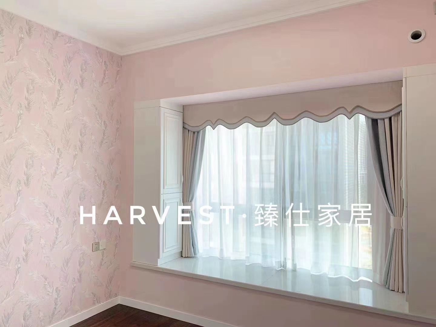 德国艾仕布艺窗帘现代简约轻奢窗帘高精密提花橙色拼接高档客厅卧室遮光图