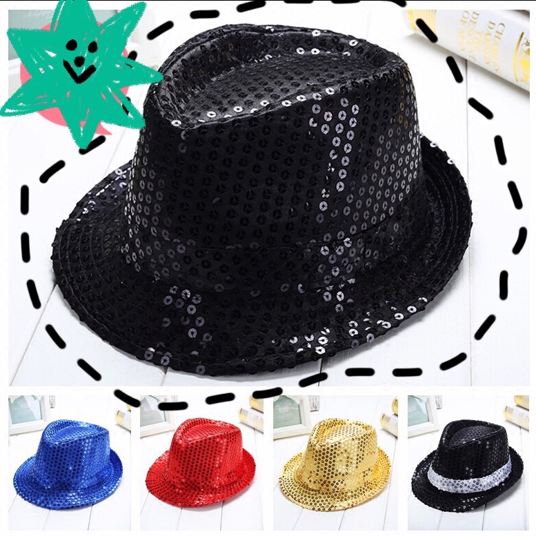 Adult sequined jazz top hat performance, top hat stage dance, children's hats for boys and girls, Children's Day hat trend, for both adults and children Specification image