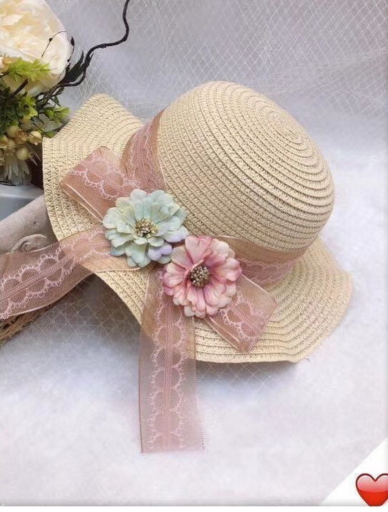 Ribbon double flowered children's sun hat thumbnail