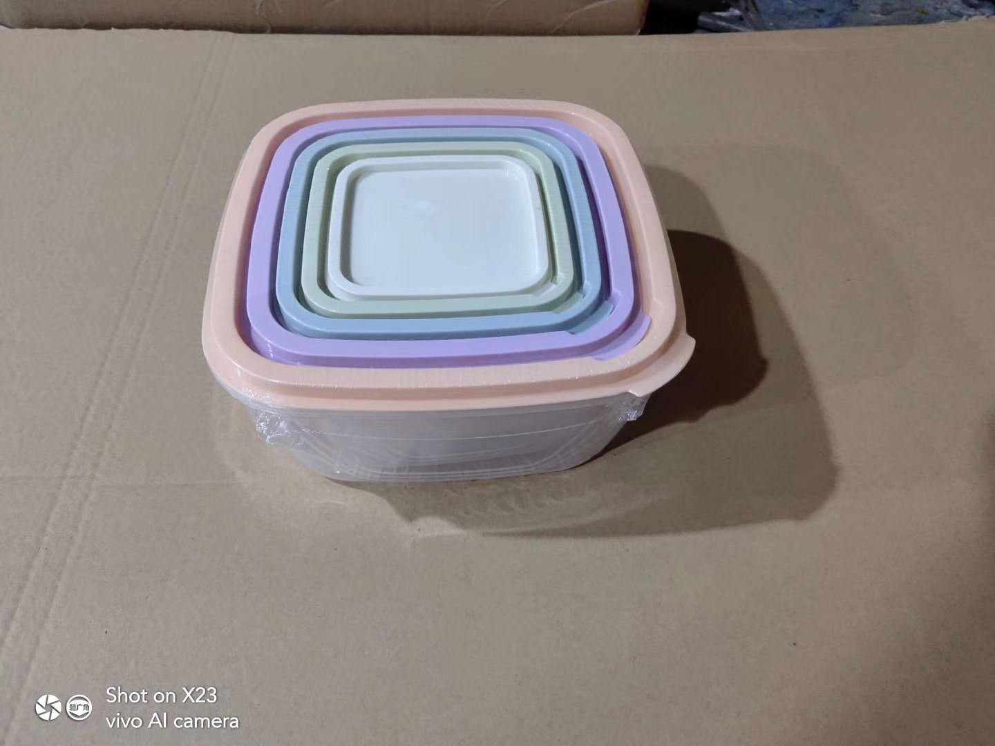 8-203 square set cinco rainbow color sólido caja de almacenamiento crisper