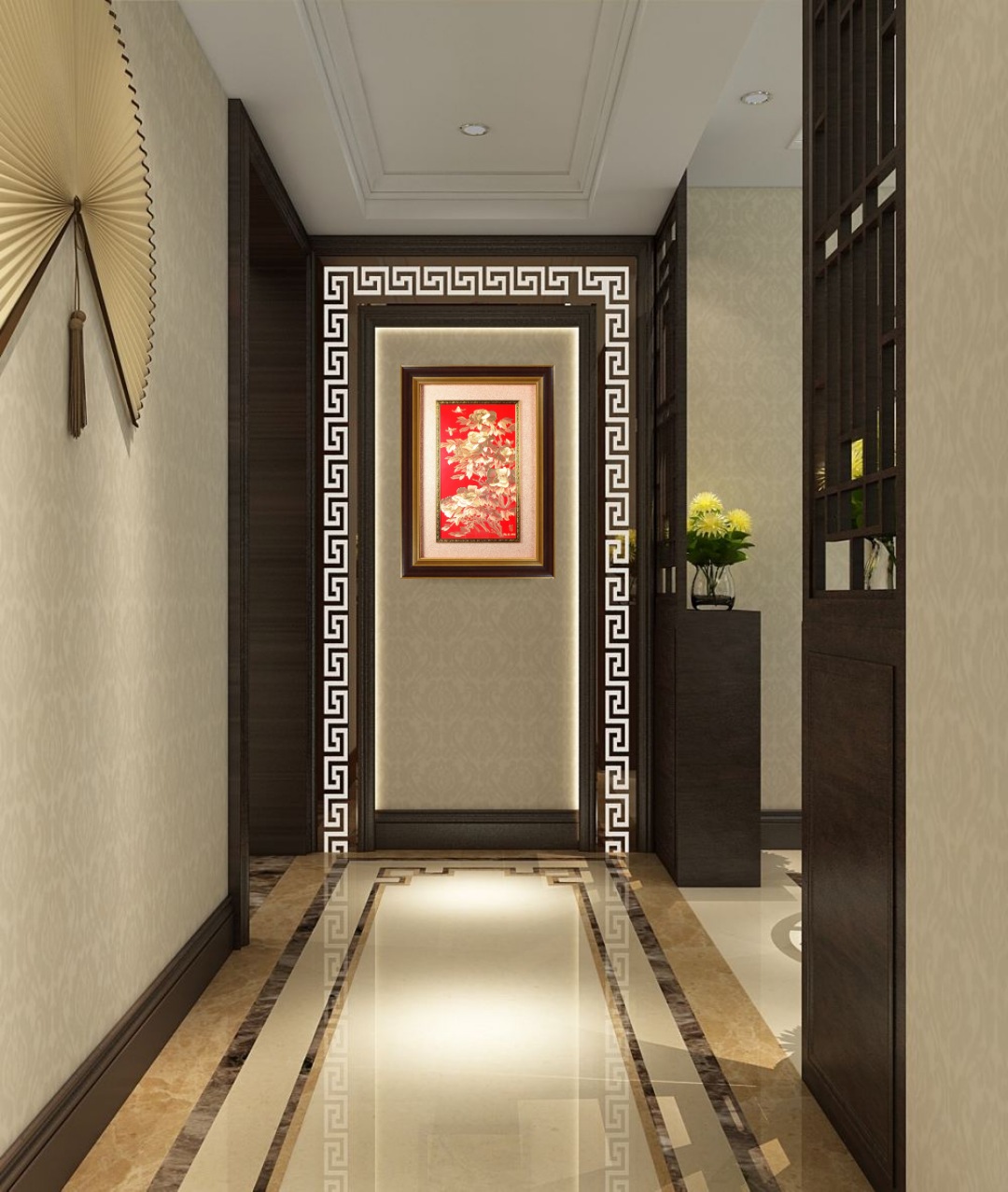 中式古典装饰画手工錾刻镀金铜雕金画客厅玄关书房茶室挂画--110*80牡丹盛世花开