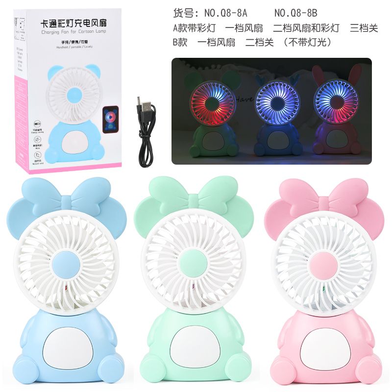 Cartoon mini fan, cute rotating fan, student dormitory desktop fan, office dormitory bed silent detail image 5