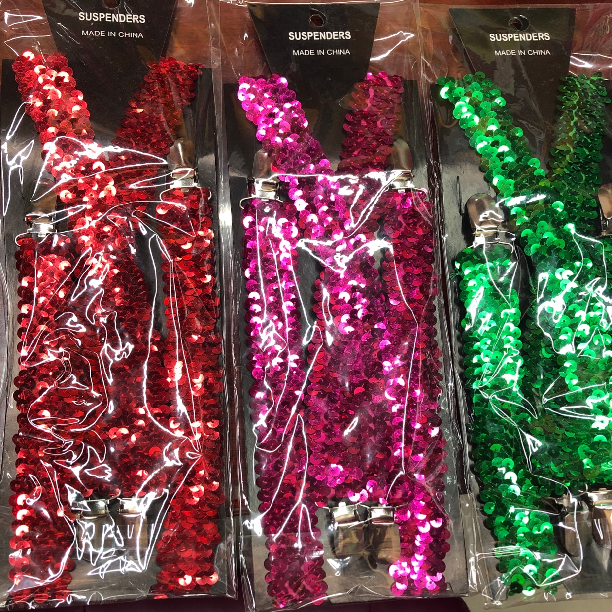2.5Cm Unisex Sequin Suspenders Clip Elastic 4-Button Adult Suspenders