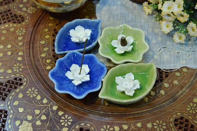 印度  冰裂纹   莲花   陶瓷   香座