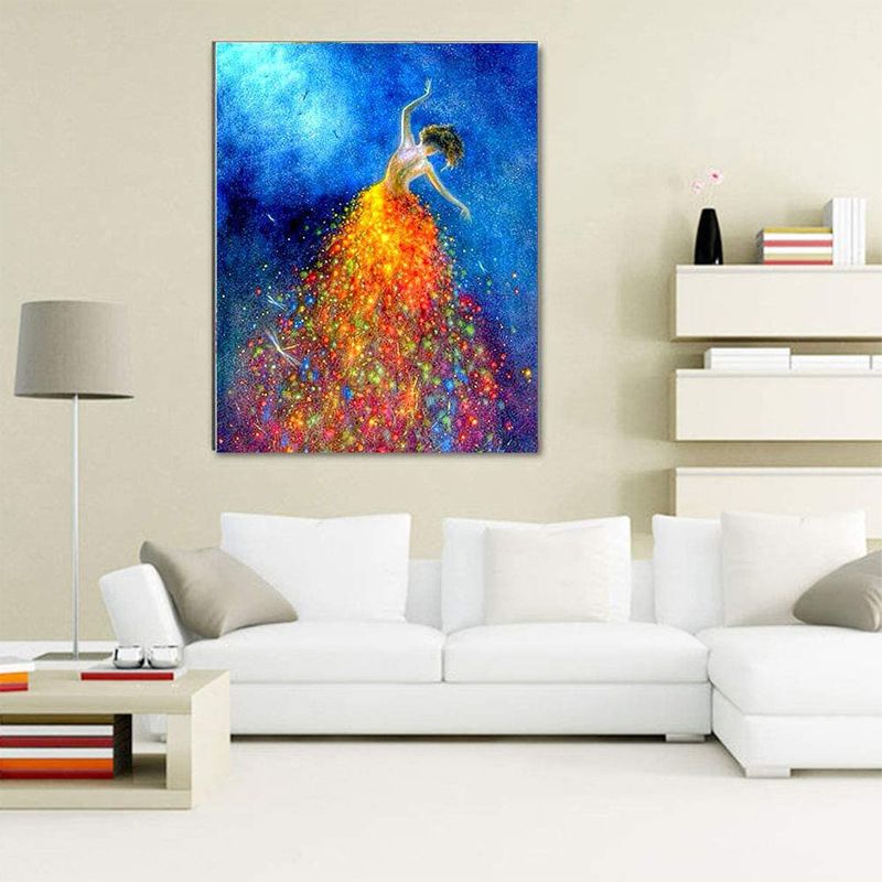 外贸新款5D钻石画跳舞女孩卧室DIY圆钻满钻风景十字绣装饰画详情图4