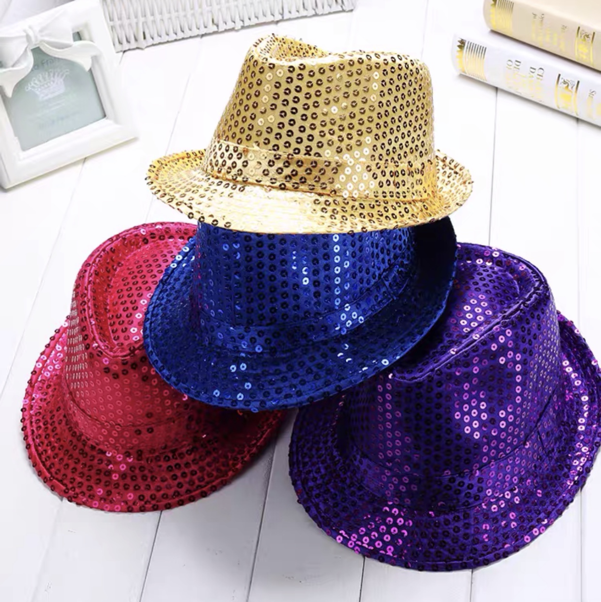 Adult sequined jazz top hat performance, top hat stage dance, children's hats for boys and girls, Children's Day hat trend, for both adults and children Item Picture