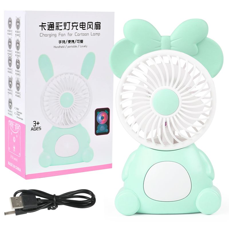 Cartoon mini fan, cute rotating fan, student dormitory desktop fan, office dormitory bed silent details Picture