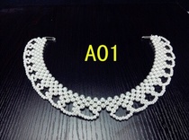 Pearl necklace, pearl collar, fake collar