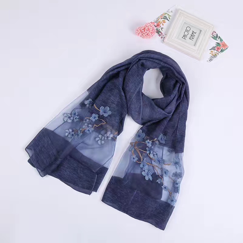 Two Silk Scarves Embroidered