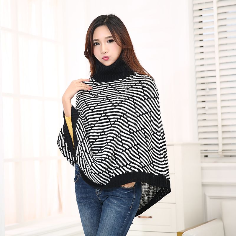 2020 Mena Silk Korean Version Of The New Autumn And Winter Women's Knitted Shawl Turtleneck Warm Cloak Manufacturers Direct Sales details Picture