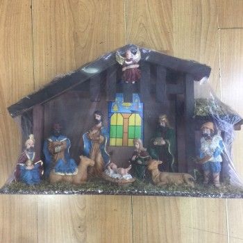 Christmas church decorative items, wooden resin handicrafts, Christmas Jesus Nativity manger set, home table decoration, festival supplies, religious handicrafts pic 5