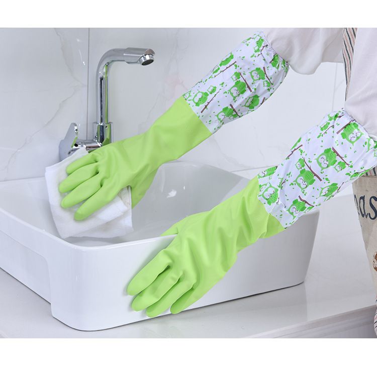 家用pvc冬季加绒洗衣洗碗手套防水家务清洁加长束口橡胶手套详情图11