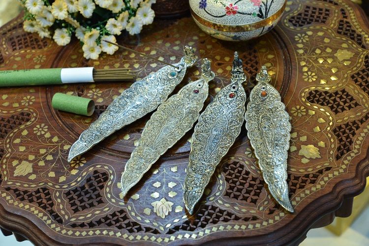 Tibetan silver long incense board details Picture