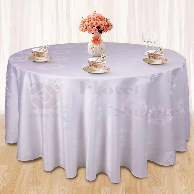 酒店饭店餐厅圆桌方桌提花桌布 可订制尺寸花型详情图4