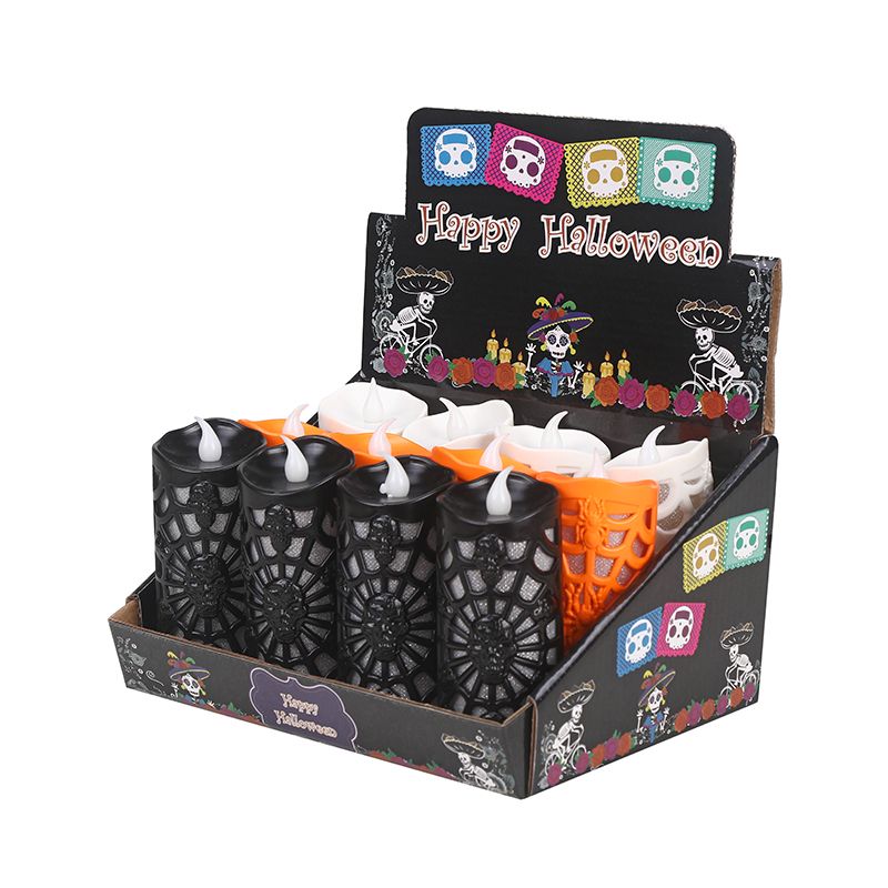 Factory direct sales of new Halloween candle lights, spider web skull lights, LED seven-color gradient flash decorations Item Picture