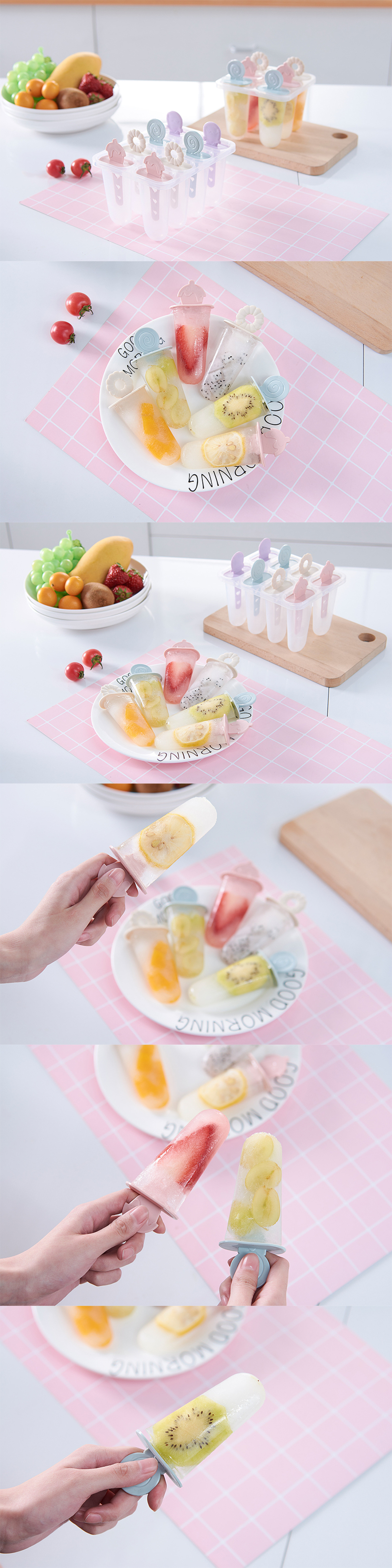 A set of 8 cute DIY ice mold cartoon Popsicle and ice cream molds, ice cream Popsicle molds, ice cream trays and ice boxes detail image 1